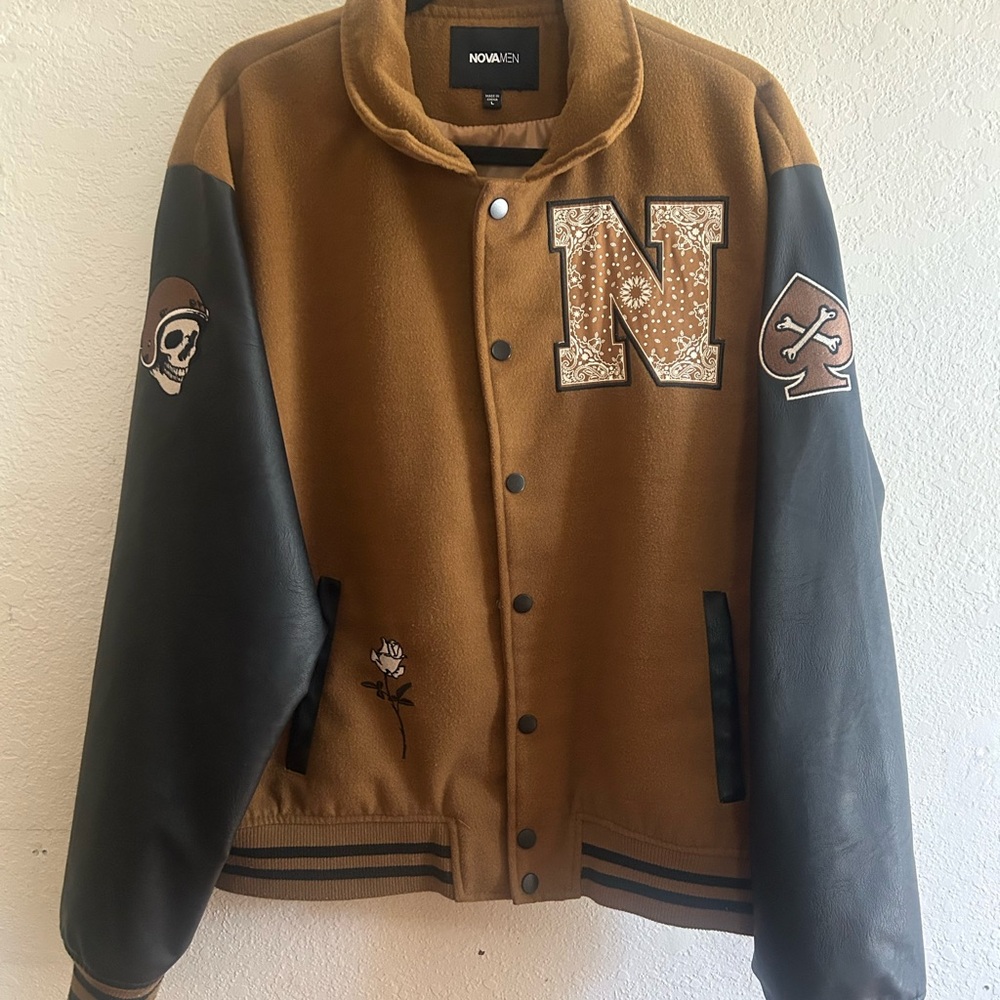 Brown and Black Varsity Jacket